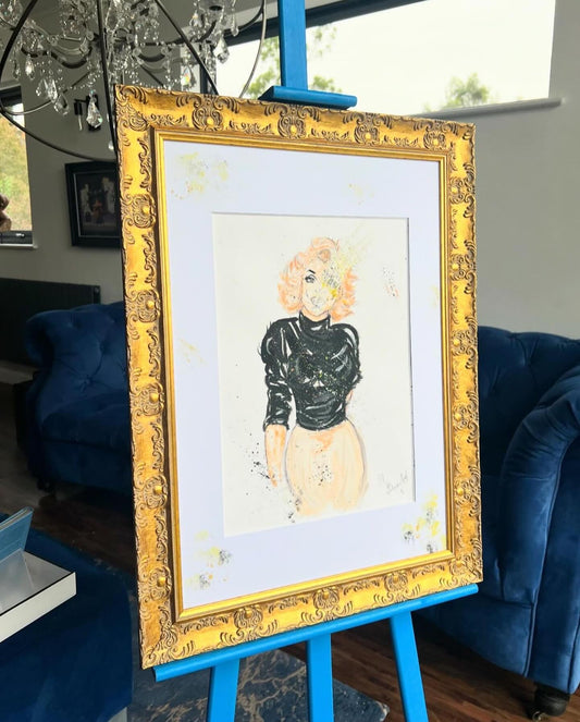 Marilyn Monroe - Original Water Colour Painting - Framed  In A Beautiful Gold French Ornate Frame