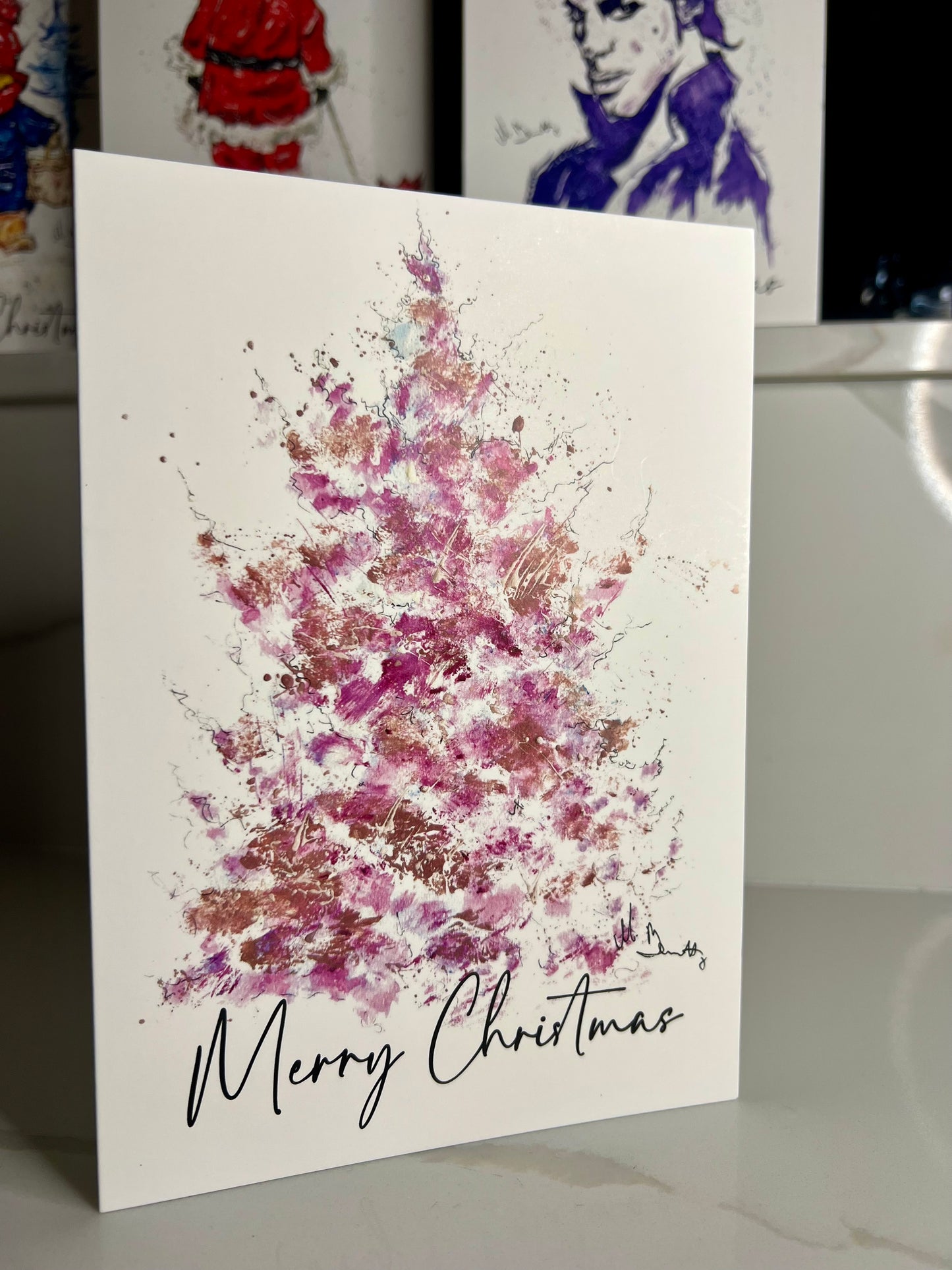 A5 Christmas Card - Pink Christmas Tree