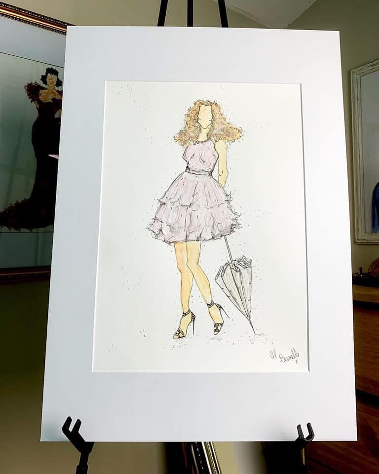 Sex and the City  - Carrie Bradshaw - Original Painting - Framed - Original Art - Fashion Illustration - Sarah Jessica Parker - SJP