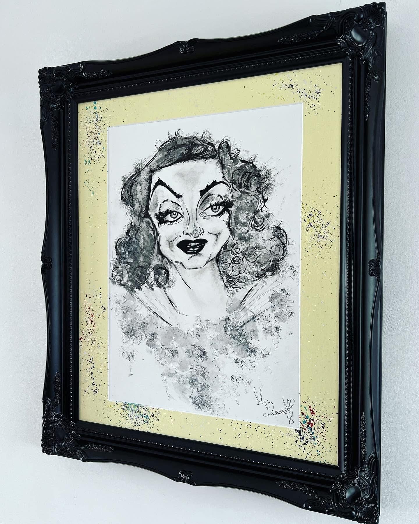 Bette Davis - Original  Framed Caricature Painting- Bette Davis Art - Fued - All about Eve - Bette Davis Painting