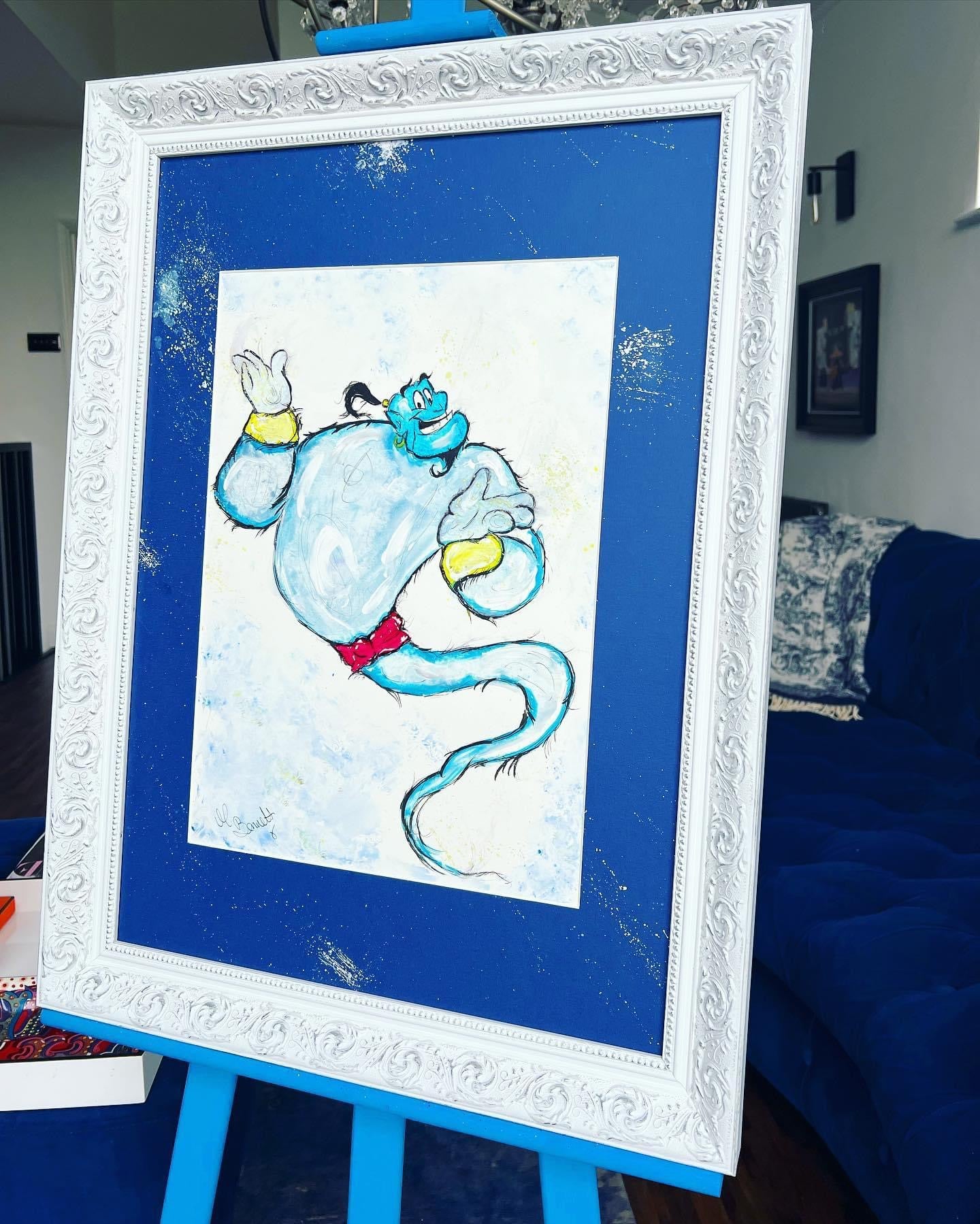 The Genie - Original Framed Painting - Disney Art - Disney Princess - Disney - Aladdin  Art - Aladdin Art Painting