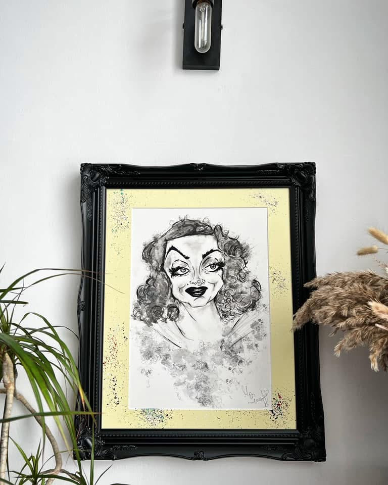 Bette Davis - Original  Framed Caricature Painting- Bette Davis Art - Fued - All about Eve - Bette Davis Painting