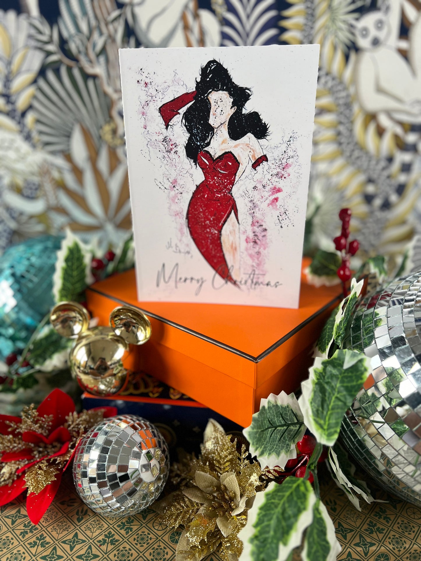 Burlesque Lady- A5 Christmas Card