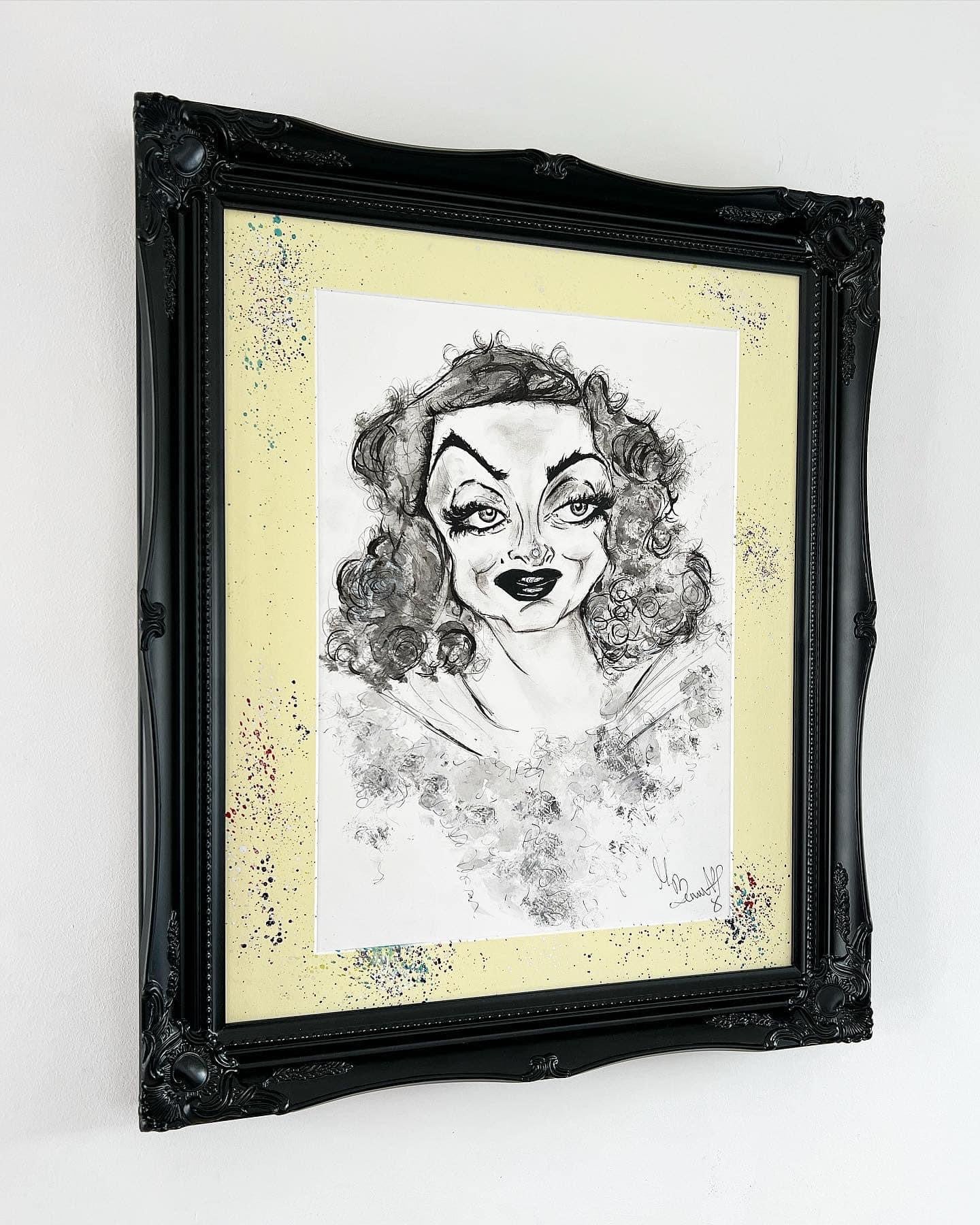 Bette Davis - Original  Framed Caricature Painting- Bette Davis Art - Fued - All about Eve - Bette Davis Painting
