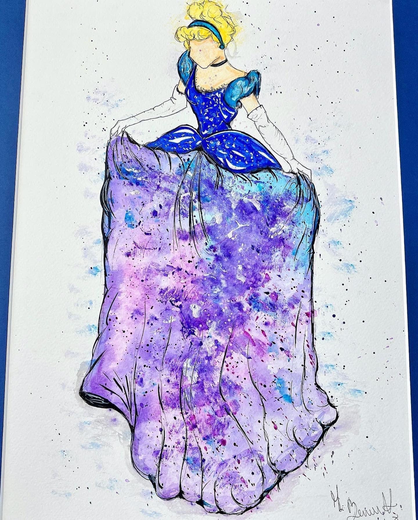 Cinderella - Original Framed Water Colour Painting