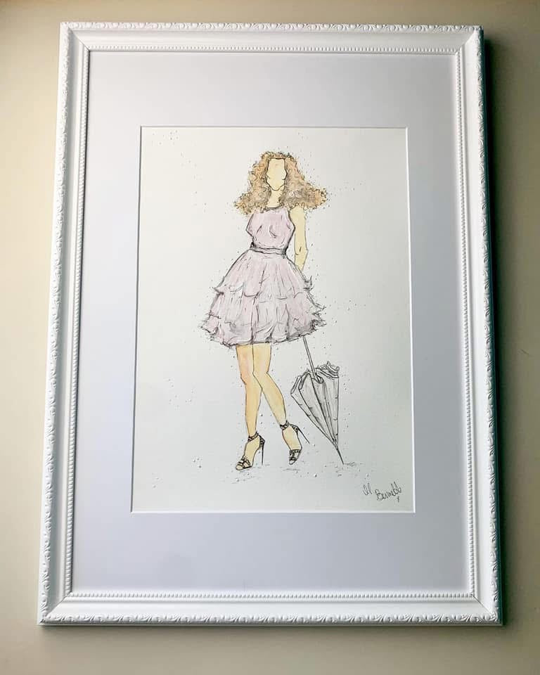 Sex and the City  - Carrie Bradshaw - Original Painting - Framed - Original Art - Fashion Illustration - Sarah Jessica Parker - SJP