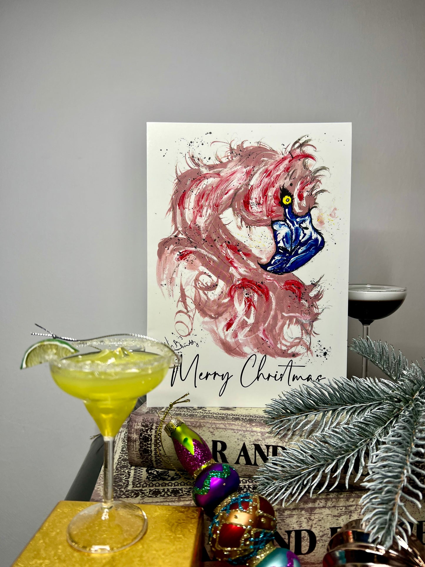 A5 Christmas Card - Pink Flamingo
