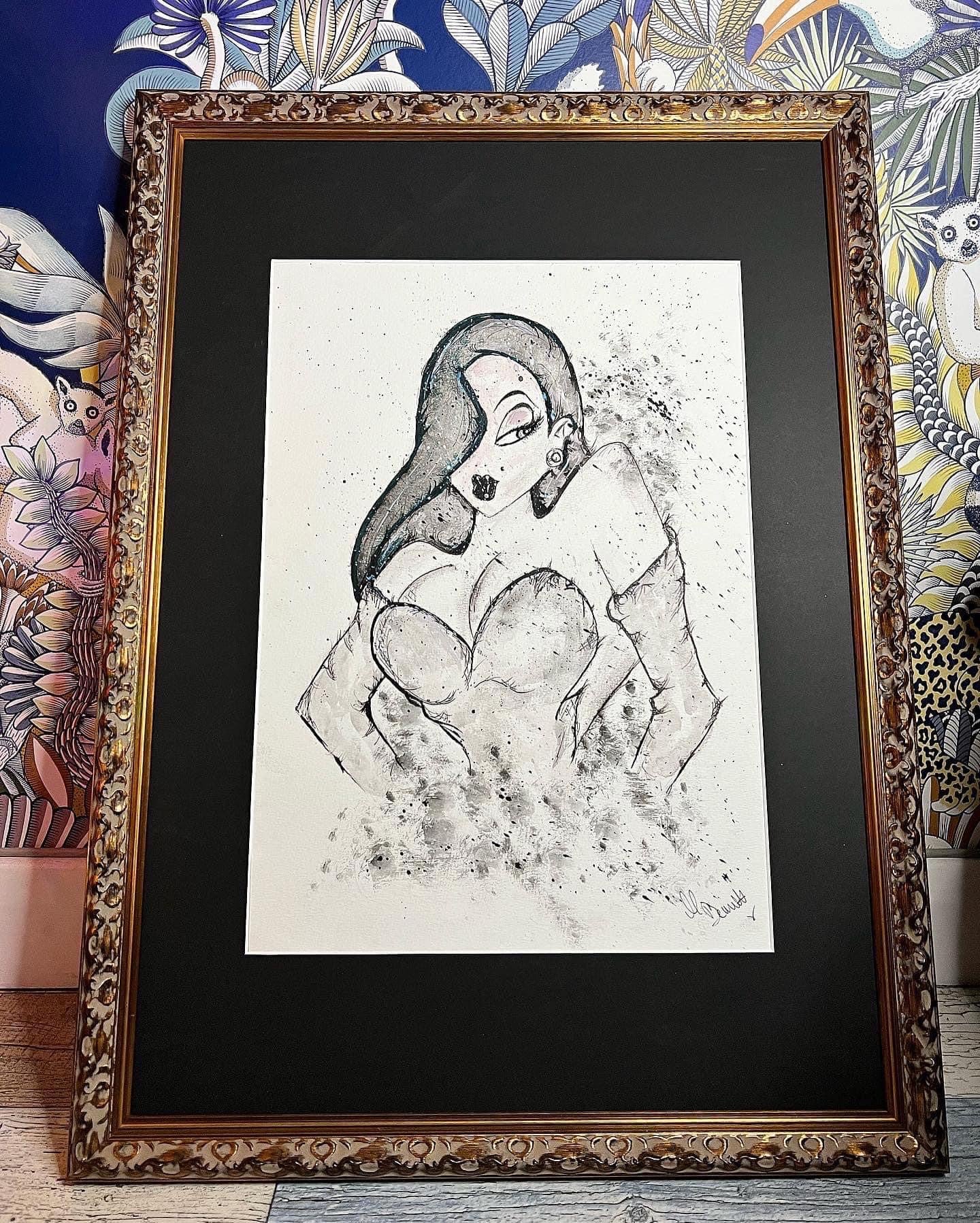 Jessica Rabbit - Original - Framed - Painting - Jessica Rabbit Art - Who Framed Roger Rabbit - Jessica Rabbit Painting - Pin Up - Pin Up Art