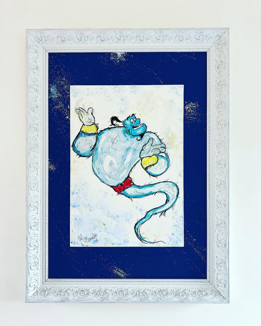 The Genie - Original Framed Painting - Disney Art - Disney Princess - Disney - Aladdin  Art - Aladdin Art Painting