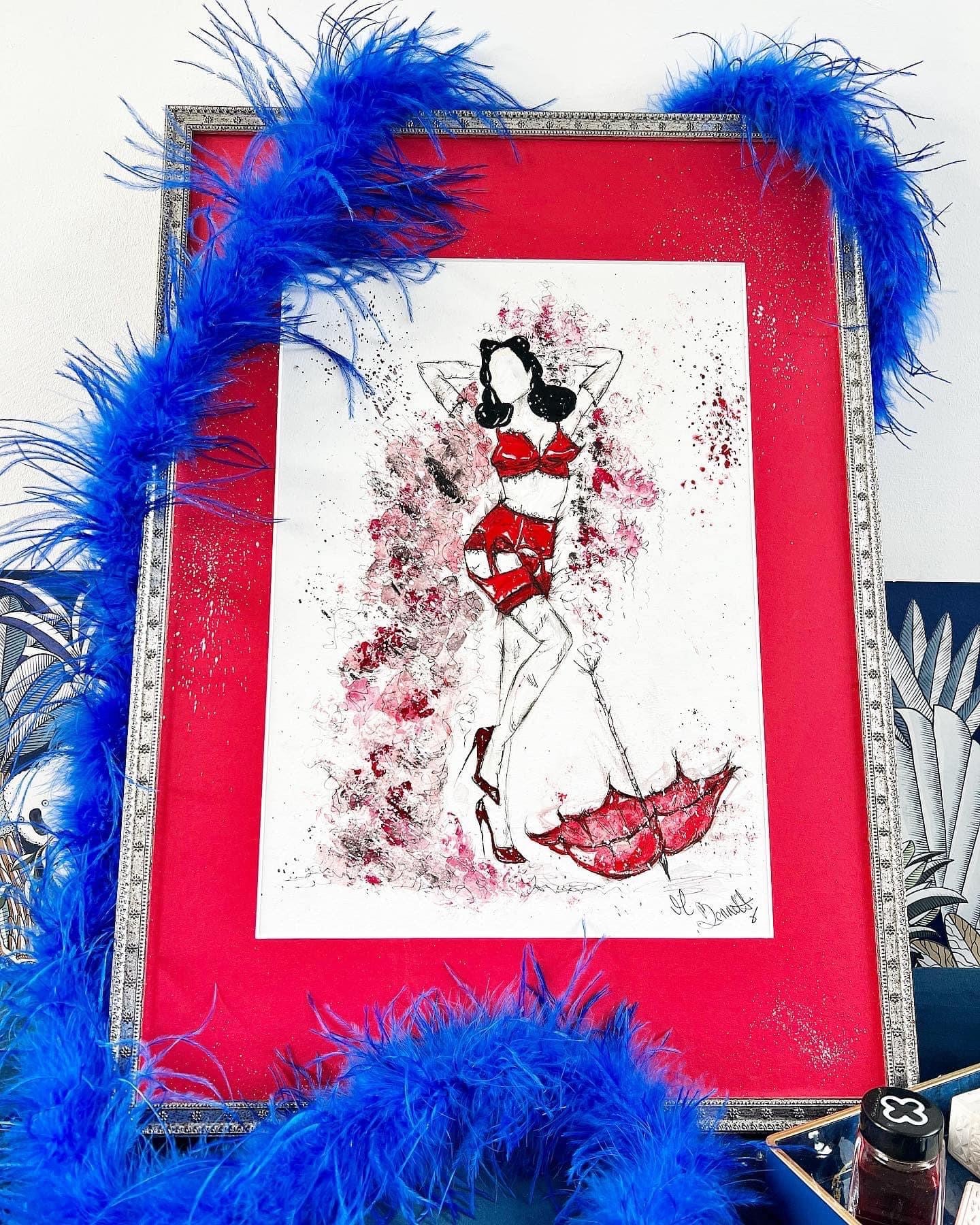 Dita Von Teese - Original Painting - Framed - Pin Up - Dita Avon Teese Art - Dita Von  Teese Painting