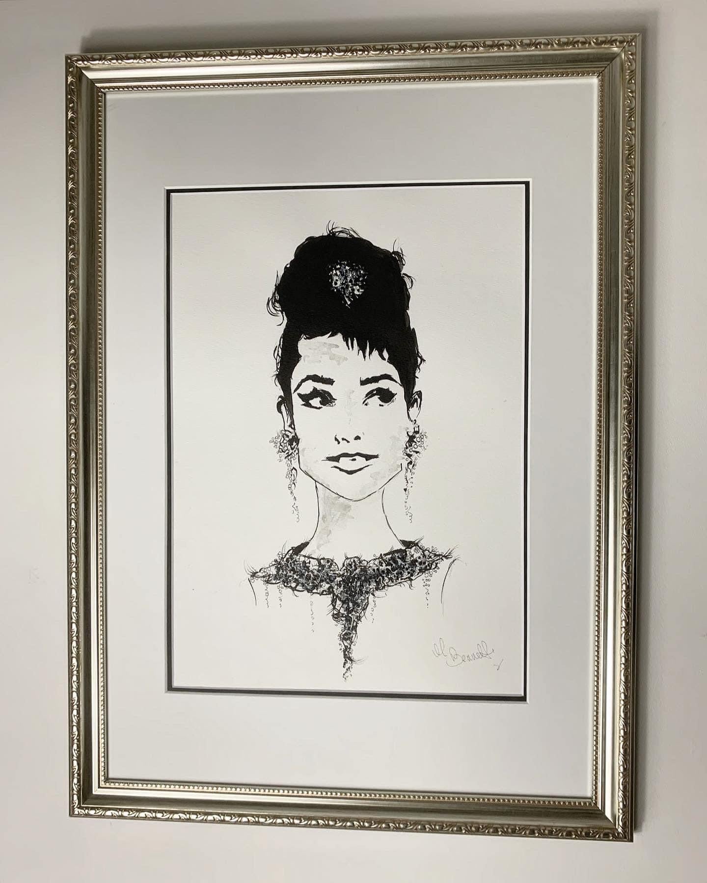 Audrey Hepburn - Breakfast at Tiffany’s - Original framed painting - Audrey Hepburn Art - Audrey Hepburn Painting