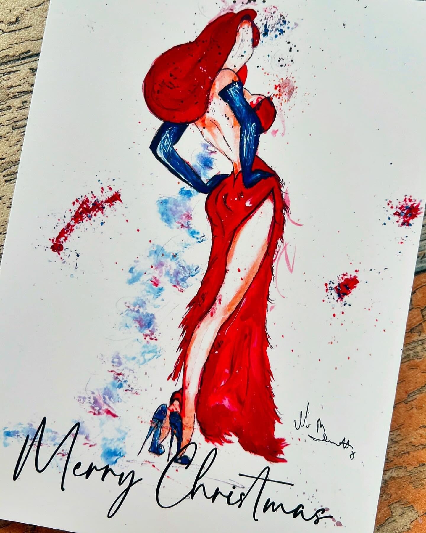 Jessica Rabbit  - A5 Christmas Card - Jessica Rabbit Art