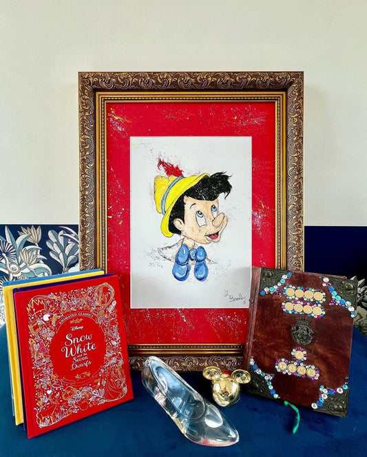Pinocchio - Original Framed Water Colour Painting - Disney Art - Disney Painting - Pinocchio Art - 27/20Inches