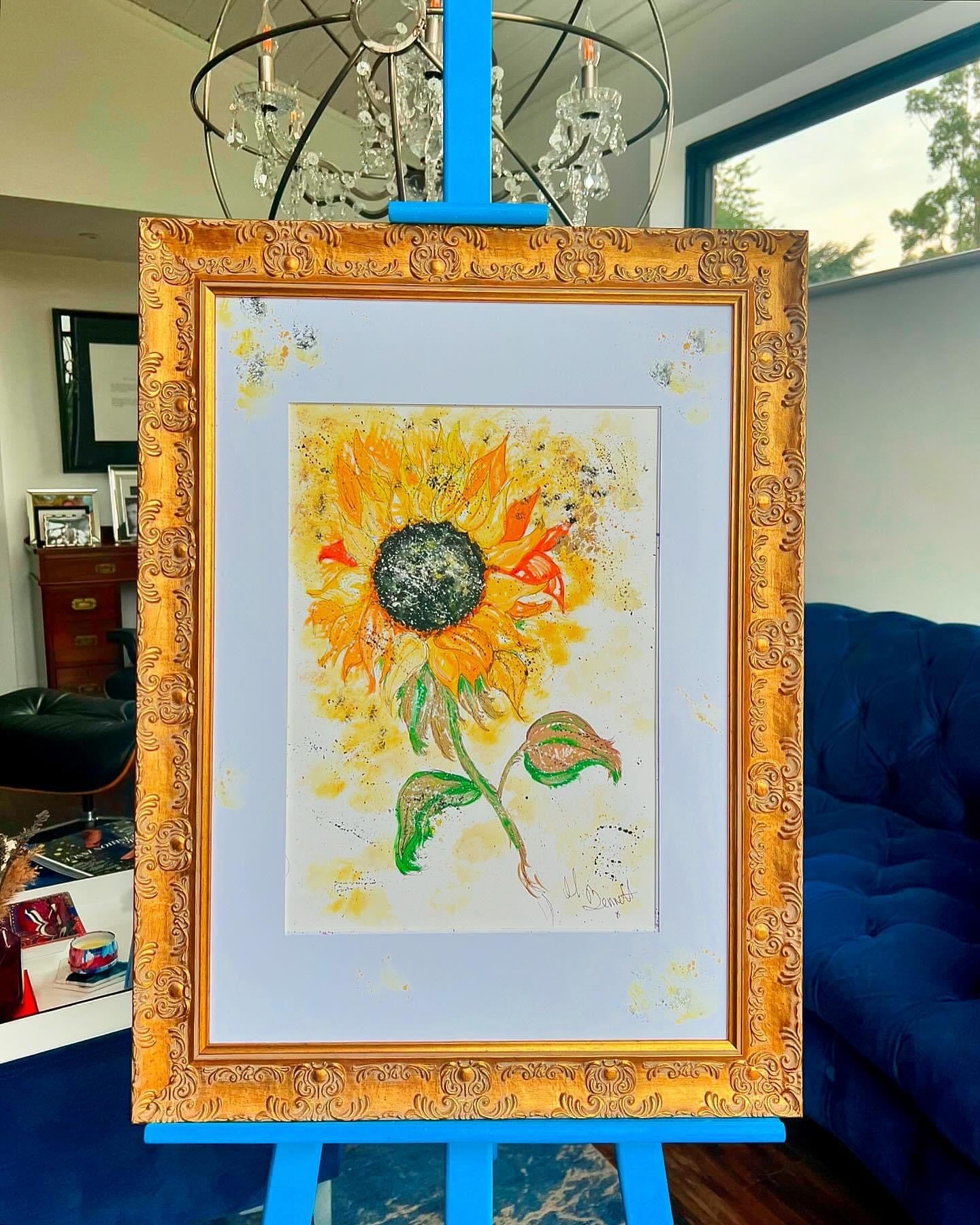 Sun Flower - Original Water coloured framed painting