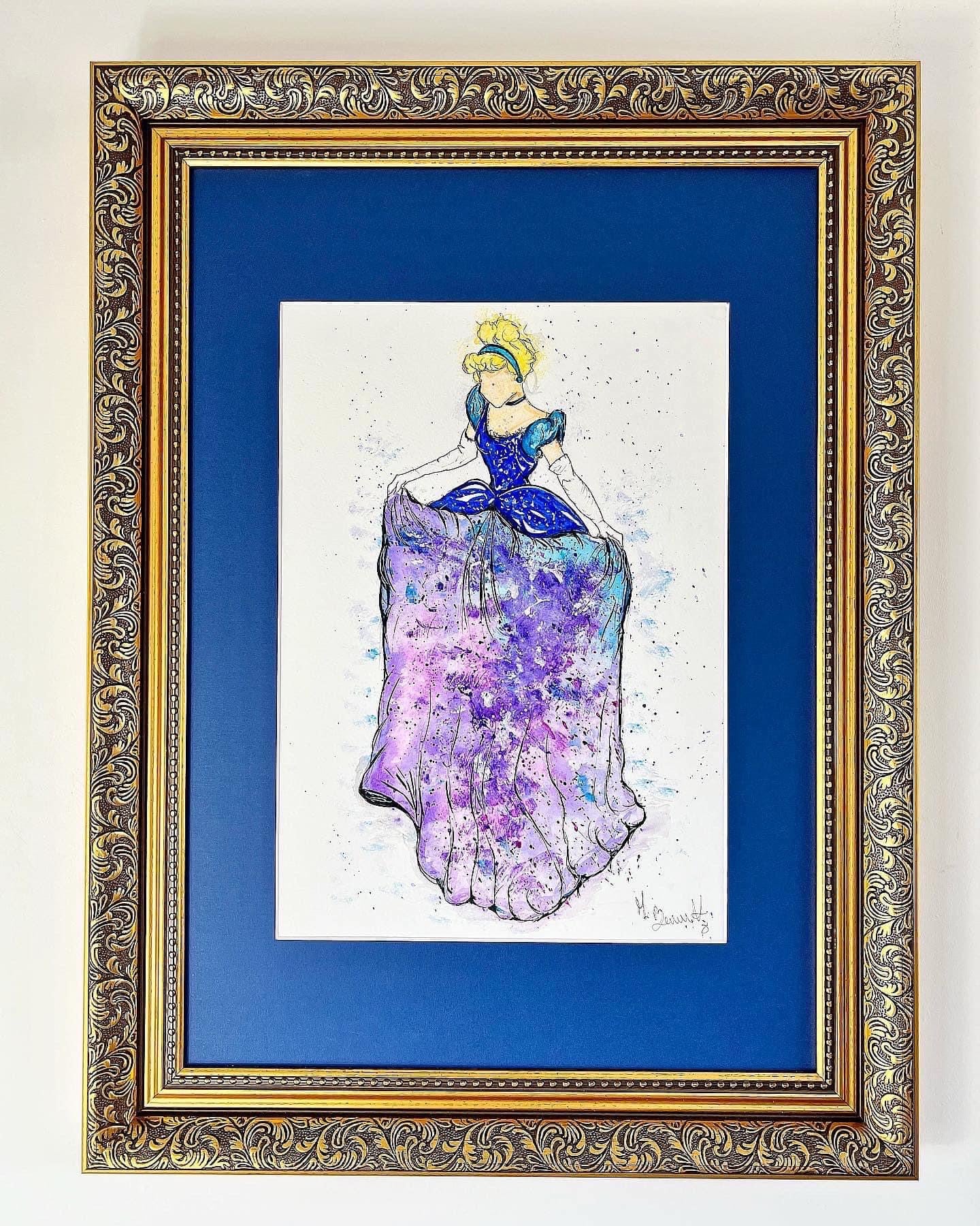 Cinderella - Original Framed Water Colour Painting