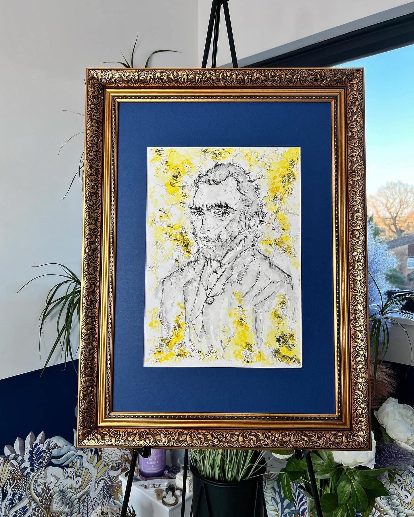 Vincent Van Gogh  - Original Framed Painting - Van Gogh Art - Water Colours & Ink