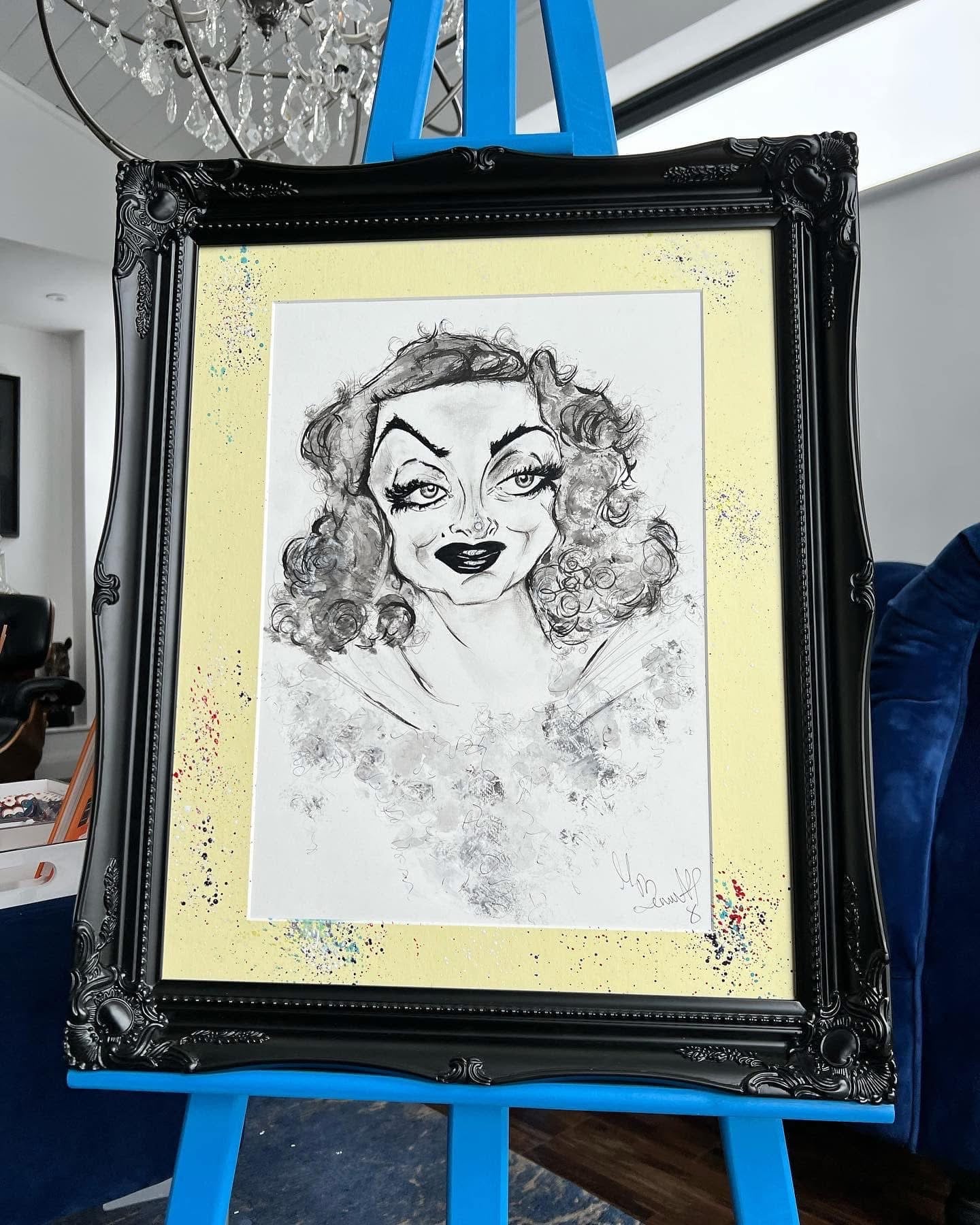 Bette Davis - Original  Framed Caricature Painting- Bette Davis Art - Fued - All about Eve - Bette Davis Painting