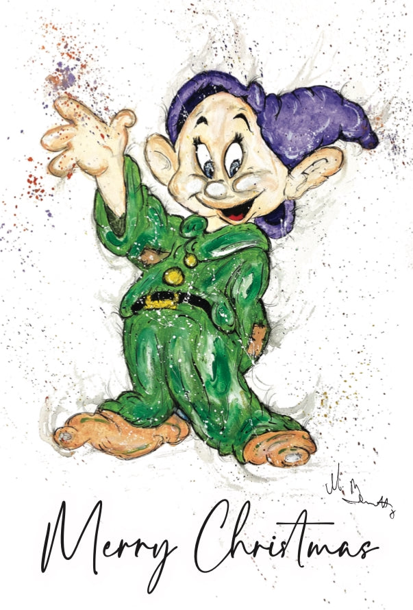 Dopey Snow White - A5 Christmas Card - Disney Art - Disney - Disney Card