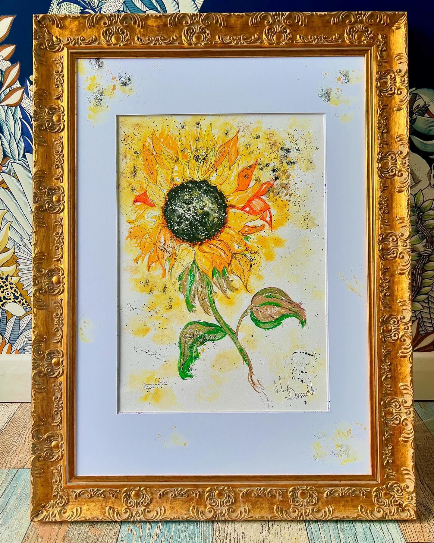 Sun Flower - Original Water coloured framed painting
