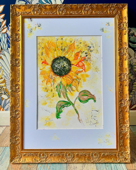 Sun Flower - Original Water coloured framed painting