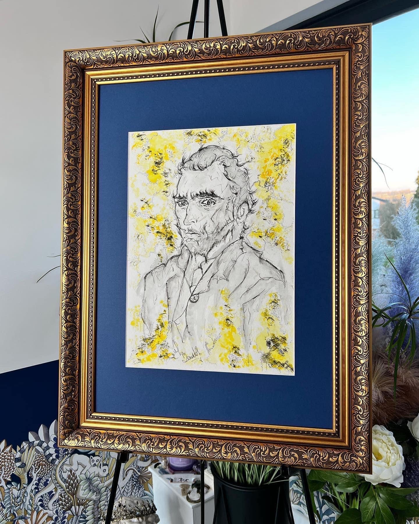Vincent Van Gogh  - Original Framed Painting - Van Gogh Art - Water Colours & Ink
