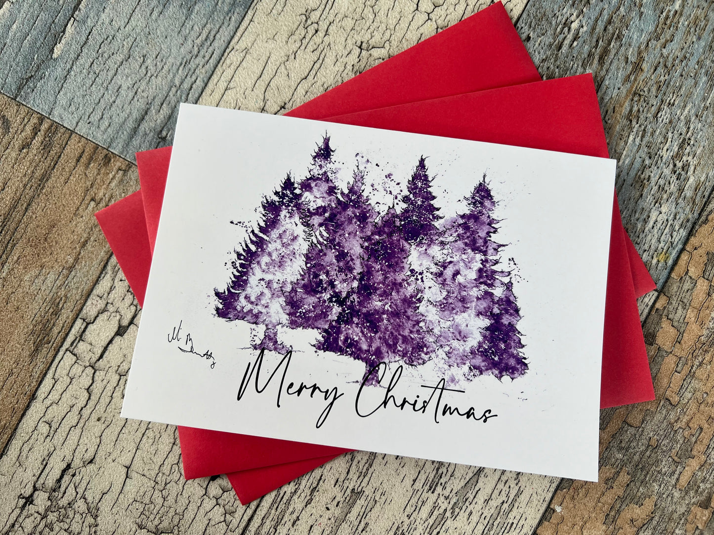 A5 Christmas Card - Winter Trees Landscape