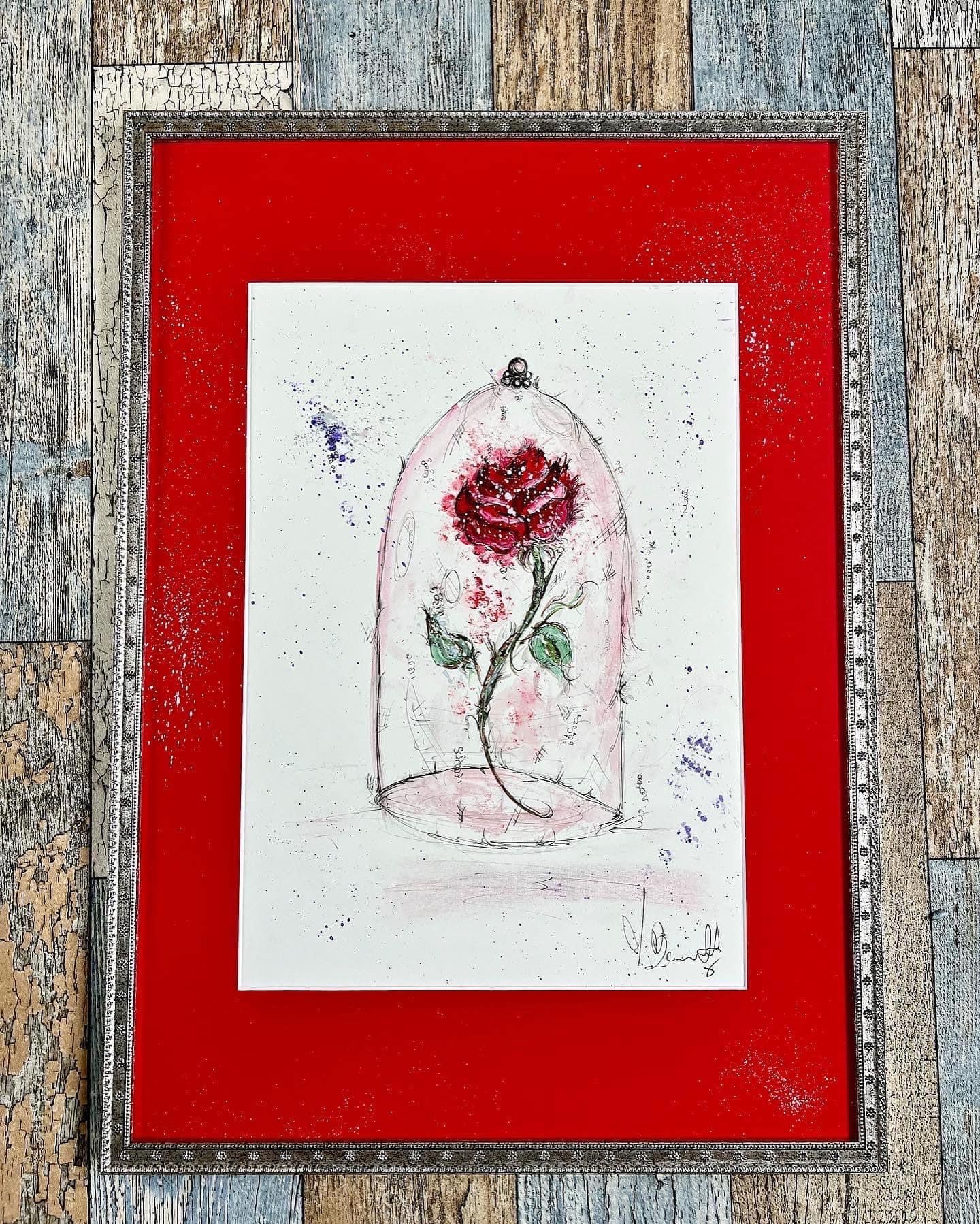 The Rose - Original Framed Painting - Disney Art - Disney - Beauty and the Beast -