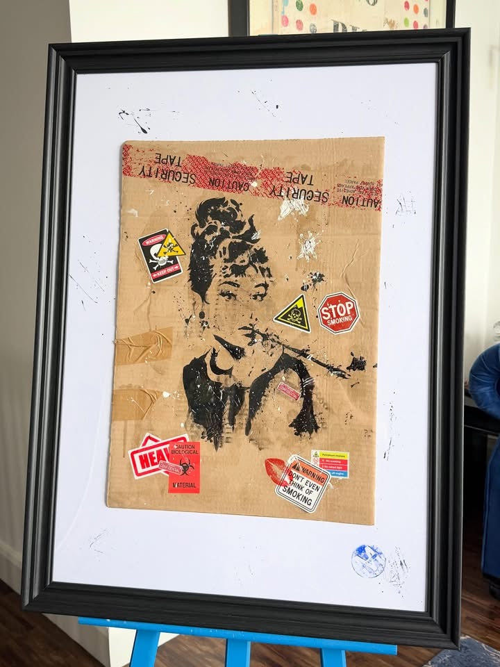 The Cat’s Mother – Original Framed Audrey Hepburn Painting