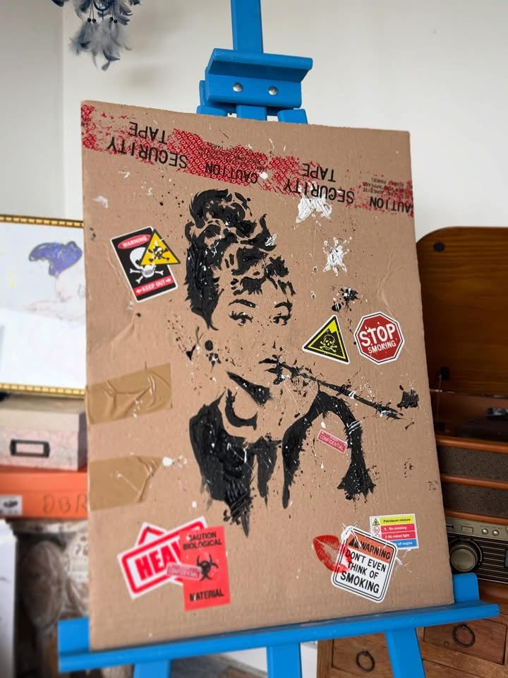 The Cat’s Mother – Original Framed Audrey Hepburn Painting
