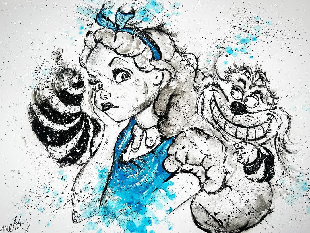 Alice in Wonderland - Original Framed Painting - Alice in Wonderland Art