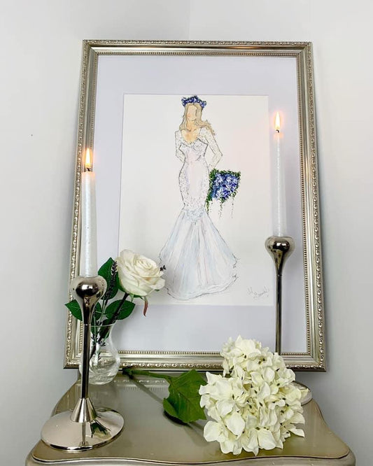 Wedding Painting Gift Voucher - An original bespoke painting in your Wedding Dress. Buy and Gift to a loved one to commemorate their Wedding